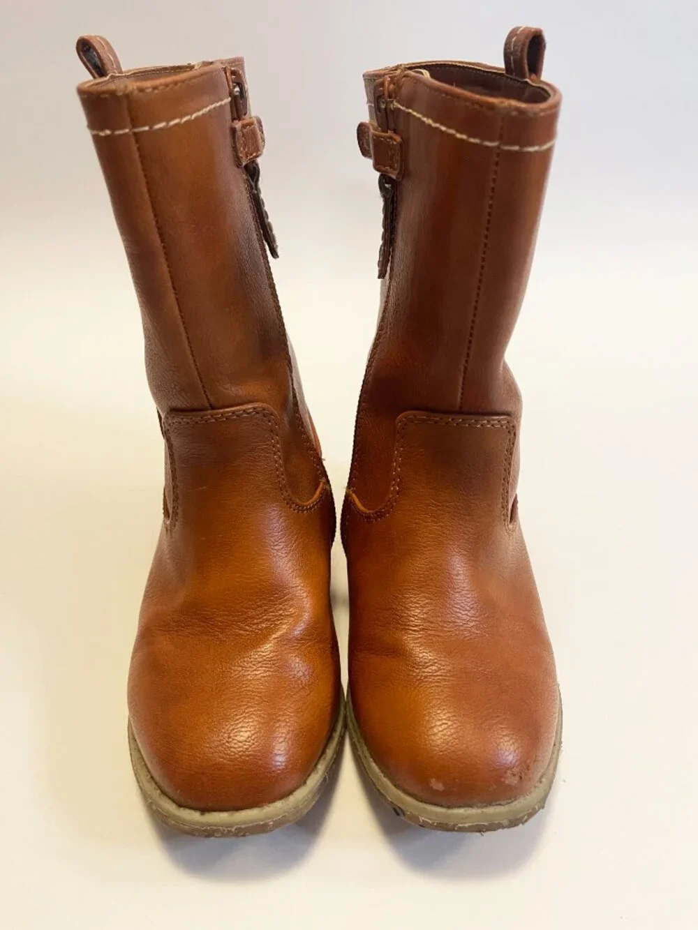 Cat & Jack Toddler Girls Brown Riding Boots Size 8 Side Zip Floral Lining